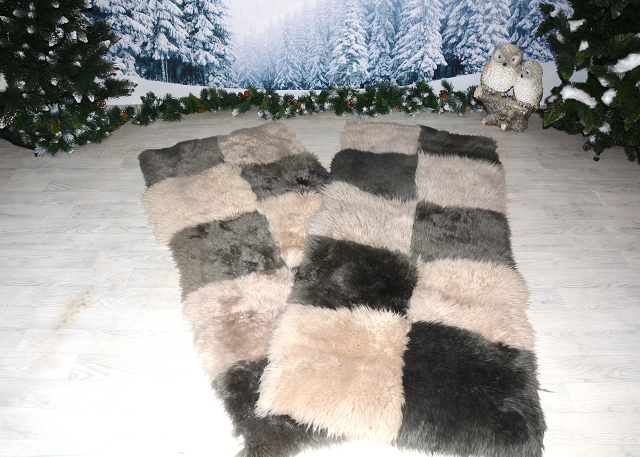 Lammfell Bettumrandung Twinset Beige Grau Öko Unterbett